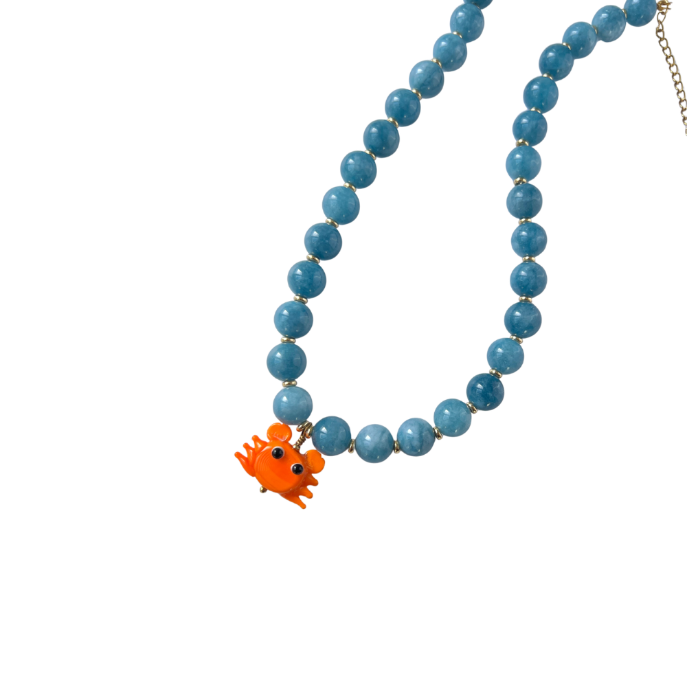Baby crab blue necklace