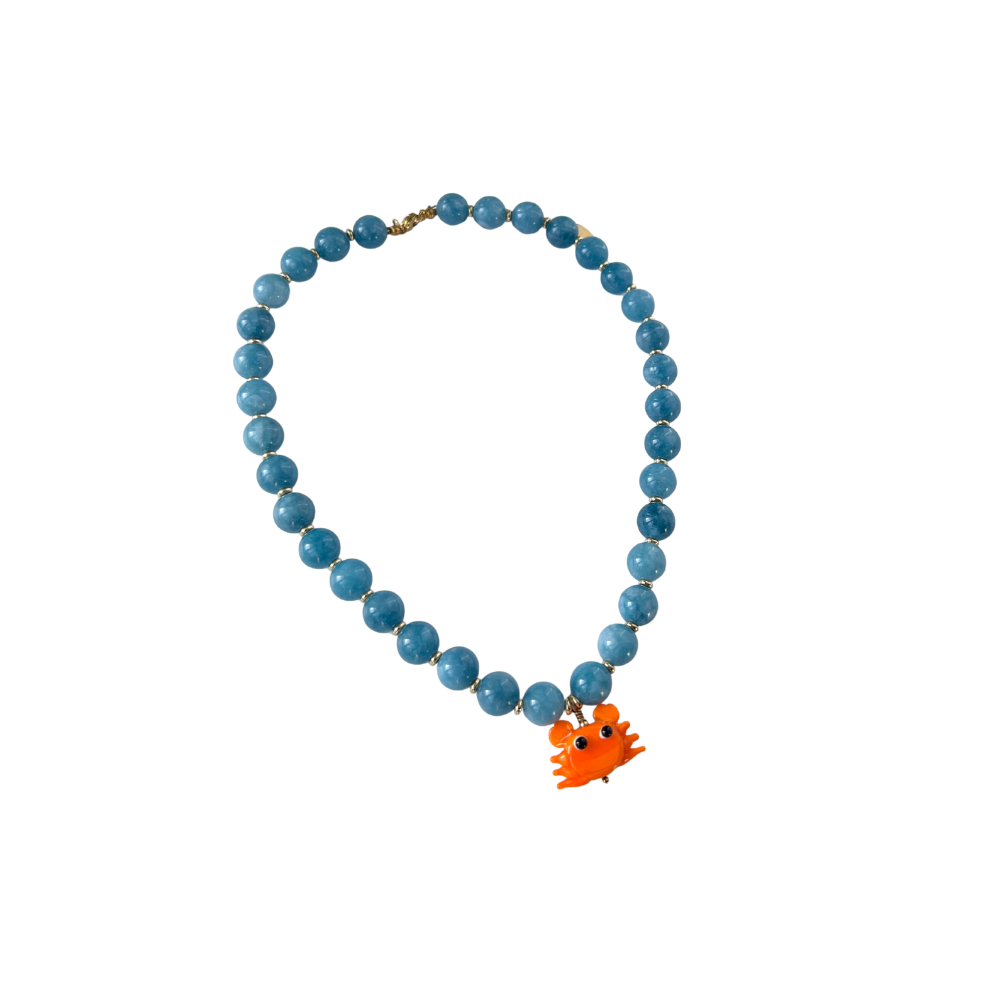 Baby crab blue necklace