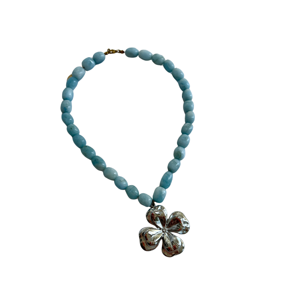 Aguamarina silver necklace