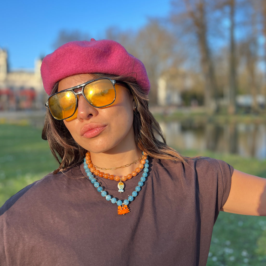 Baby crab blue necklace