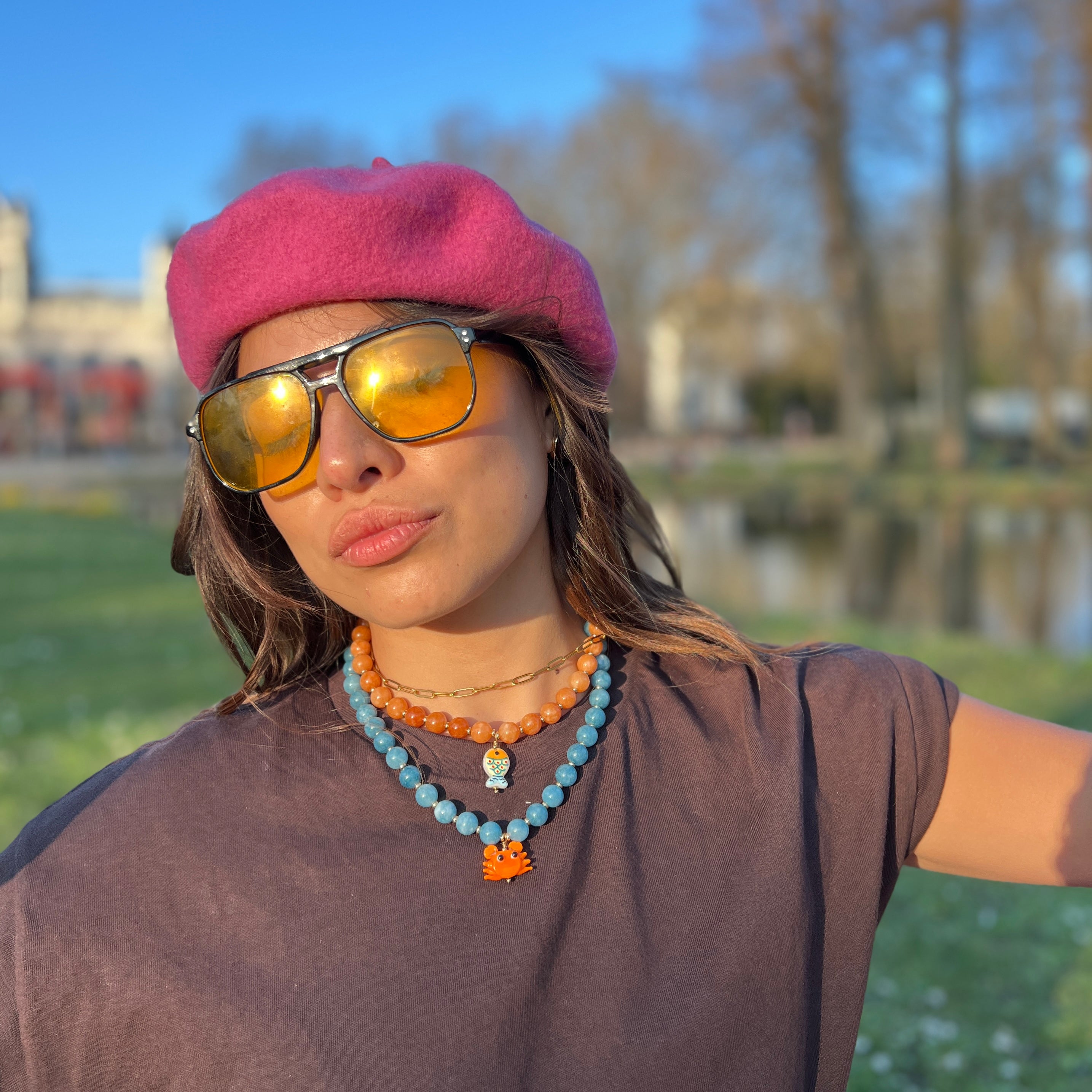 Baby crab blue necklace