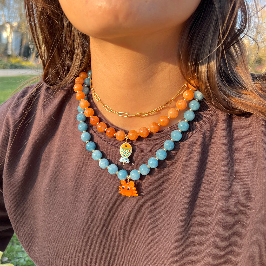 Baby crab blue necklace