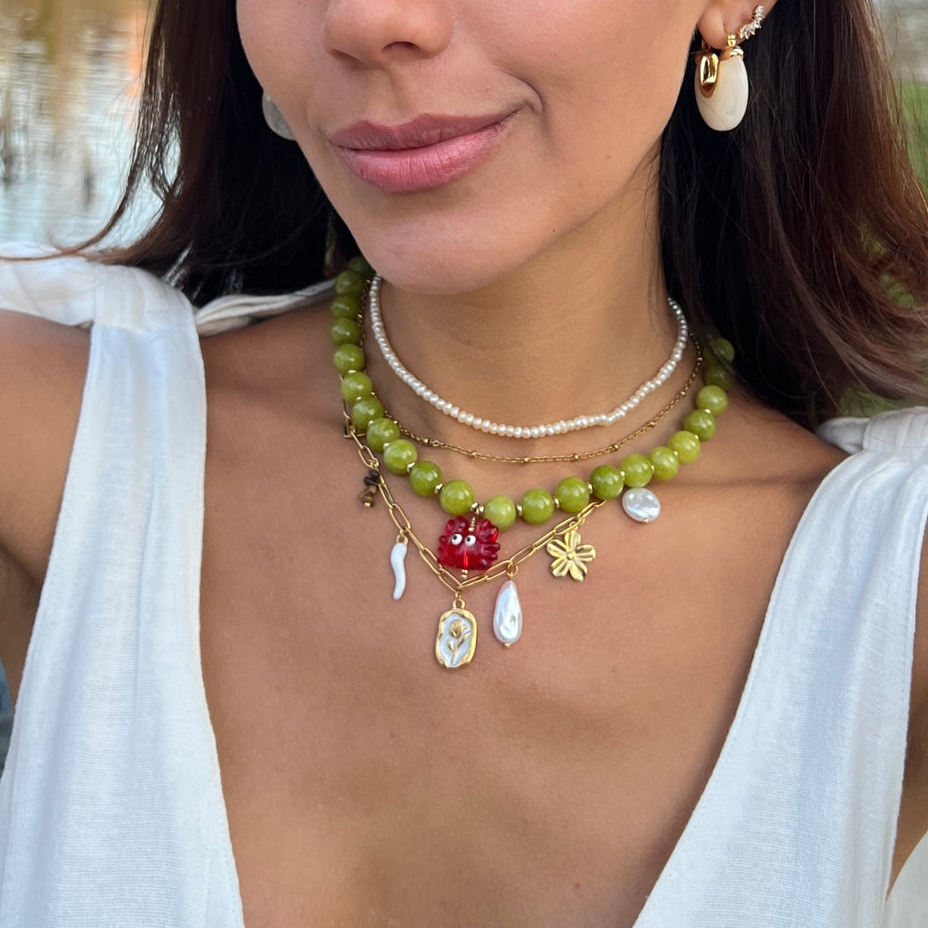 Baby crab green necklace