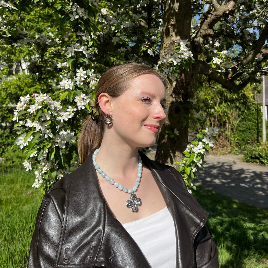 Aguamarina silver necklace