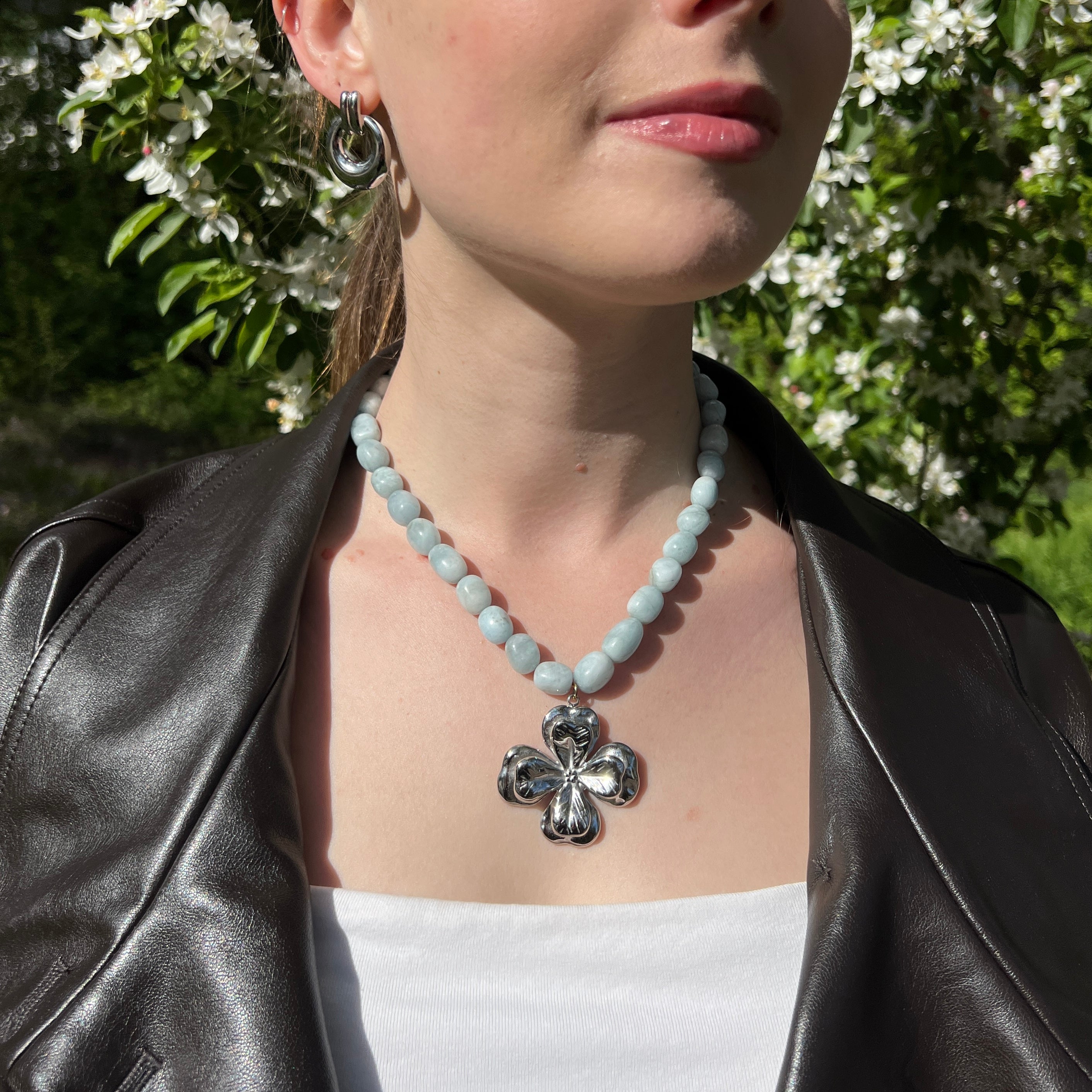 Aguamarina silver necklace