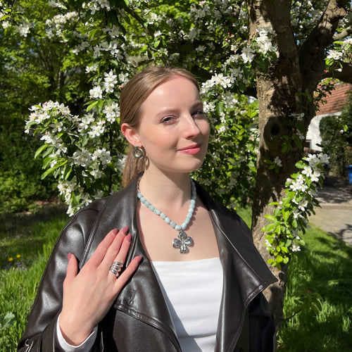 Aguamarina silver necklace