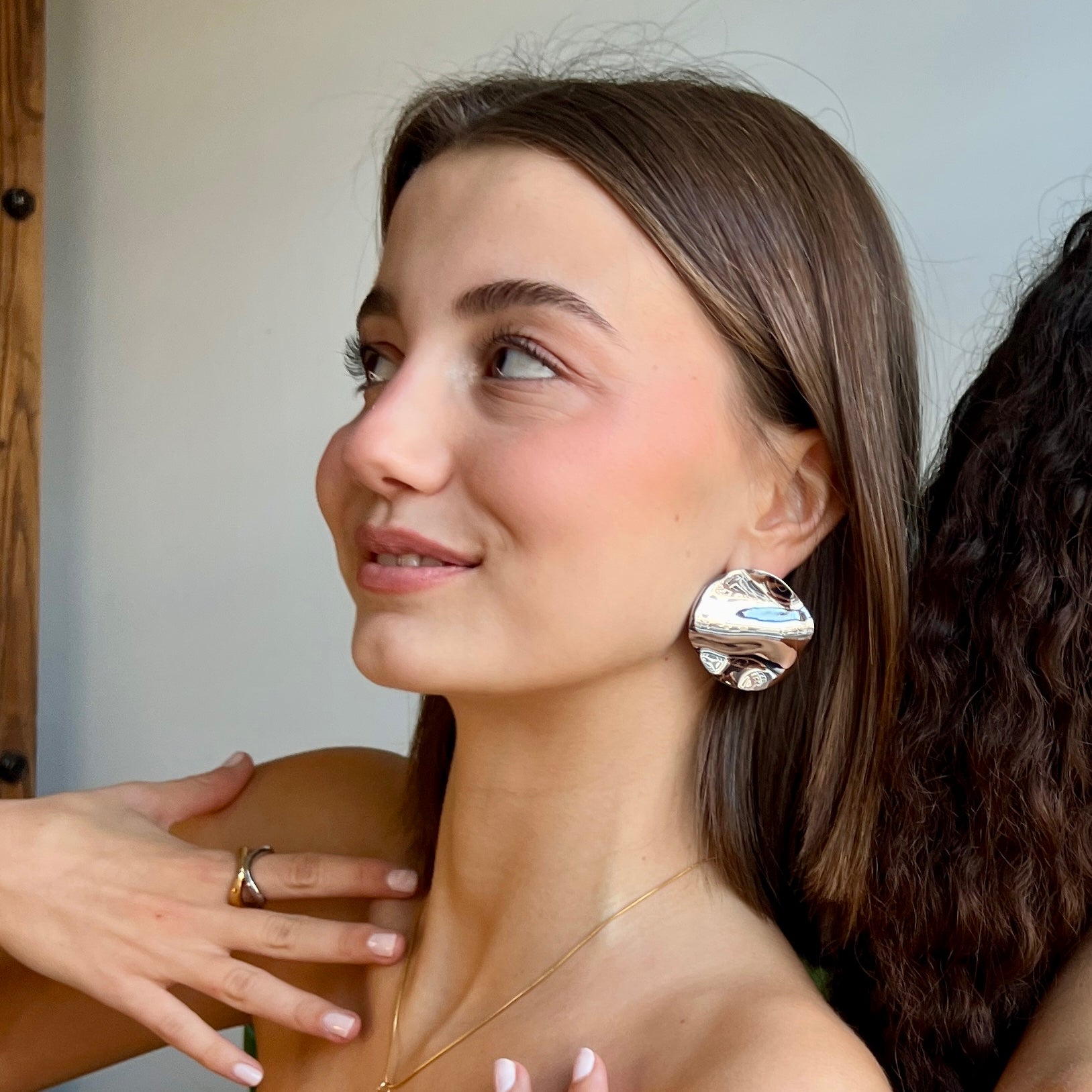 Circle silver earrings